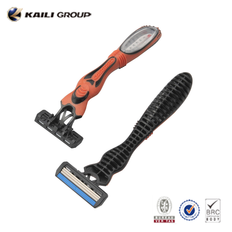disposable plastic shaving blade razor with rubber handle